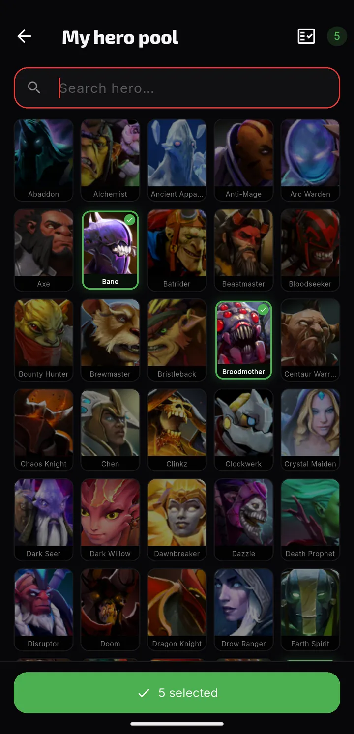 Hero pool screen